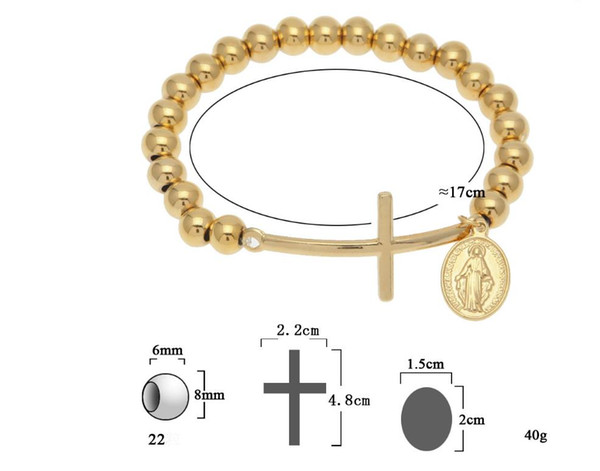 New fashion trends in Europe and the United States personality stainless steel hip hop accessories Beaded cross Chao men's bracelet Jewelry