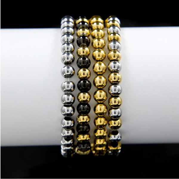 Euro-American hip hop fashion personality high-quality color-preserving small Beaded accessories Bracelet men and women wear the same 6mm Fa