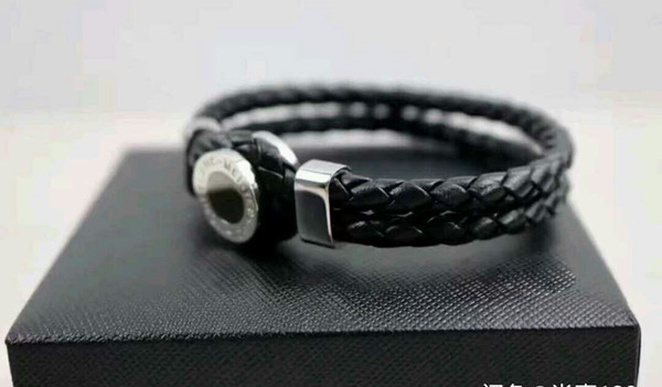 Fashion band genuine leather men bracelets with box length about 20.50cm fit wrist size 16.5-19.5cm