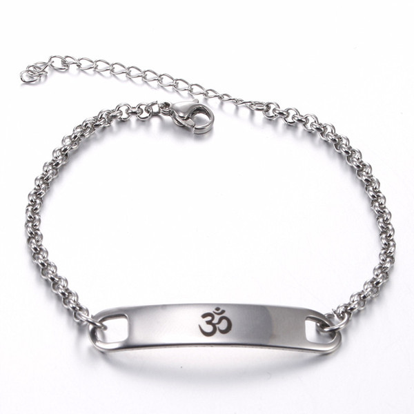 Wholesale 12pcs/LOT COOL Yoga India AUM OM Ohm Hinduism 316L Stainless steel ID bracelets link chain bangles gift SSL001