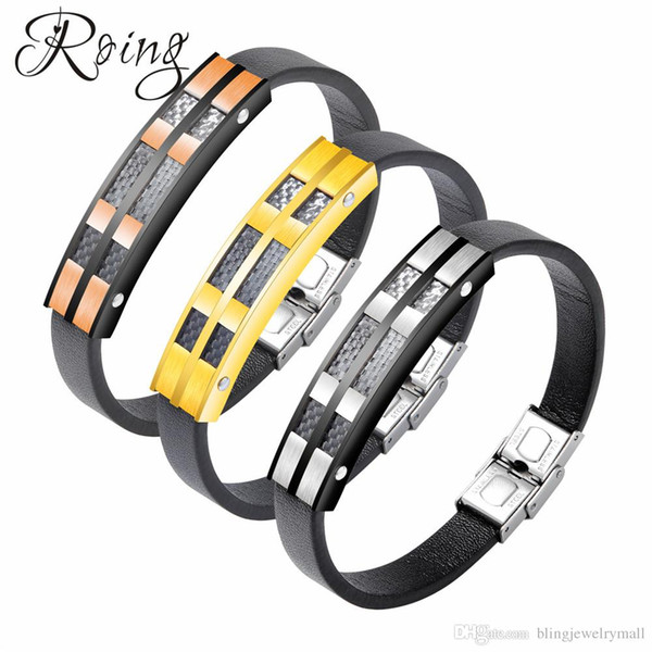 Roing Men ID Bangles Motorcycle Chain Bracelet Punk Stainless Steel Link Chain Biker Bicycle Men Bracelets Jewelry RO1289