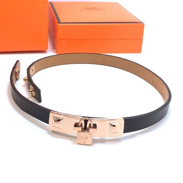 2019new luxury designer jewelry women bracelets 18k stainless steel, fashion ladies leather bracelet three colors,fast shipping