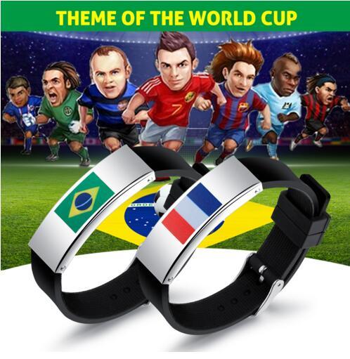 2018 World Cup jewelry New Fashion Ball Fans Wristband Black Punk Rubber Silicone Friendship flag Bracelets Pulseras Hombre Caucho PH1263