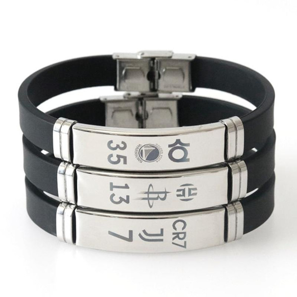 Cristiano Ronaldo Bracelet Stainless Steel Printing Silicone Silver Black Men Women New Arrival Fashion Jewelry Wholesale.