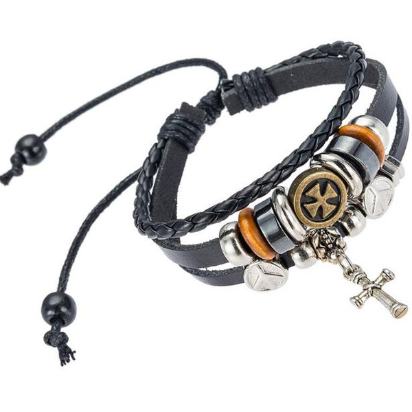 The new hot sell Fashion bracelet sells Christian cross accessories bracelet popular men's and women's leather bracelets