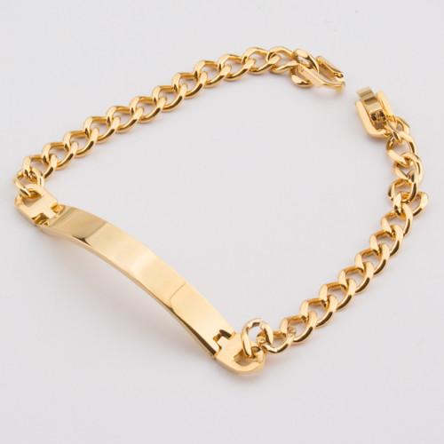 Men Bracelets Stainless Steel Golden ID Bracelets Fashion Jewelry Business Men Style Hot Sale MID Size Stainless Steel Link Chain Bangles