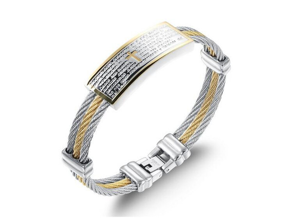 Korean version of the new creative non-fade allergy titanium steel men's jewelry bracelet Bible Cross bracelet