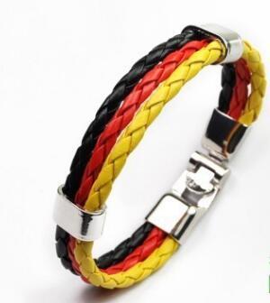 World Cup flag alloy leather bracelet lovers weave bracelet Football Fans sports Bracelet