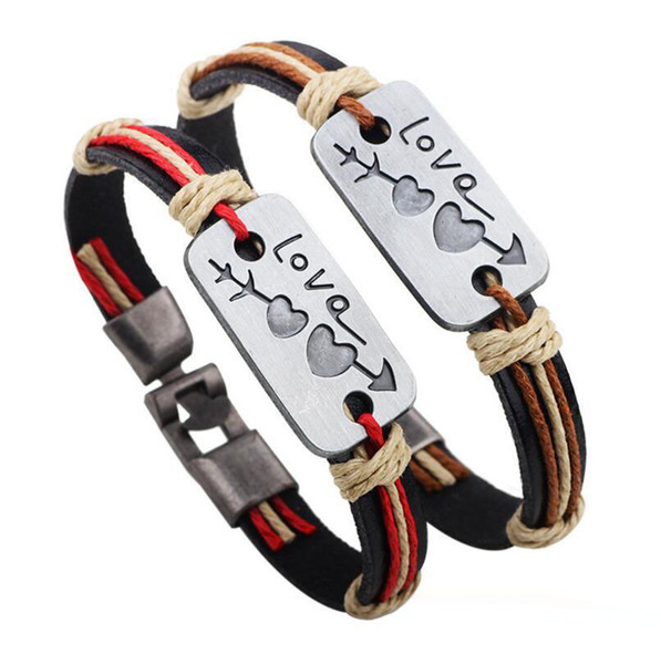 2018 New Cupid Love Arrow Leather Bracelet For Men Women Lovers Fashion Jewelry Valentine's Day Gift