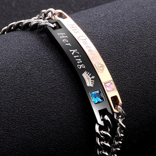 Simple and fashionable couple bracelet bracelet for fashionable men and women alloy bracelet his queen her king