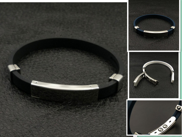 Free Shipping Health Magnetic energy black silicone stainless steel bracelet magnet benefit high polished drop shipping