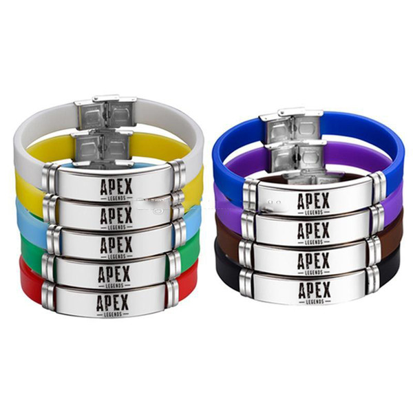 Apex Legends Bracelet Silicone Wristband Stainless Steel Logo Engraved ID Bangles Fans Souvenir Fashion Bracelets Friends Kids Gifts