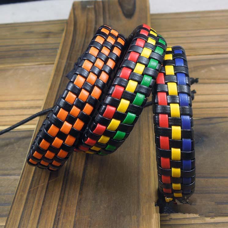 Promotion Braided Bracelet Mens and Women Surfer Cuff Ethnic tribal Braid Leather Cord Bracelet Wristband Hemp Surfer 20pcs/lot