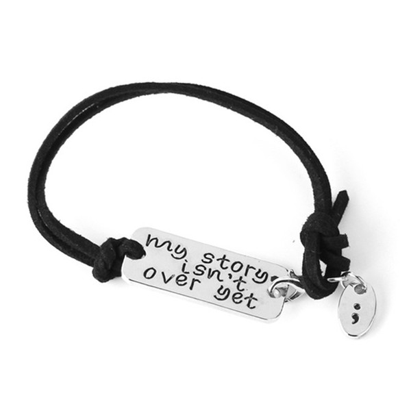 My story isn't over yet Alloy Bracelets Letters Silver Plated Leather Chain For Bracelet Jewelry Gift