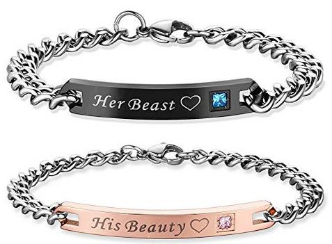 New His Queen Her King Bracelet Matching Set Titanium Wristband Couple Lover BraceletLover Crown Charm Bracelet