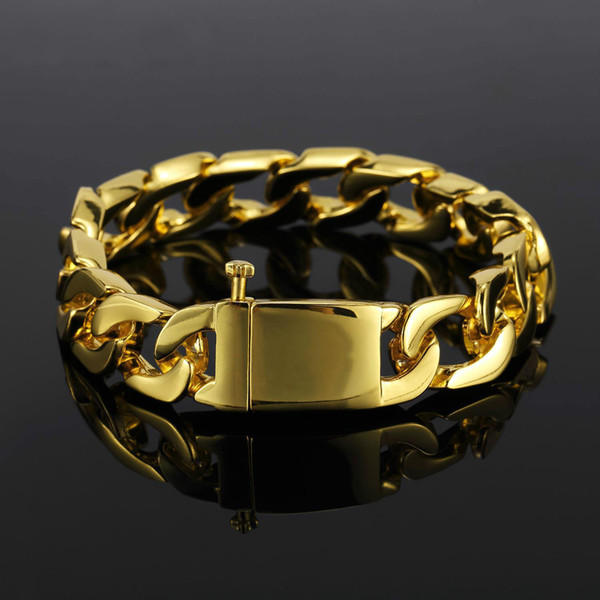 European and American Spring Copper Buckle Alloy Glossy Gold Men's Bracelet Gold Plated Silver Plated Alloy Bracelet