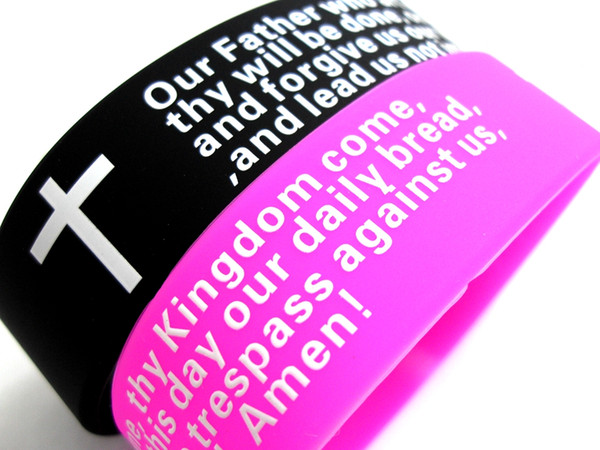 20pcs English Lord's Prayer Christian Bible cross Prayer Silicone Bracelets Wholesale Men women Fashion Jewelry Lots