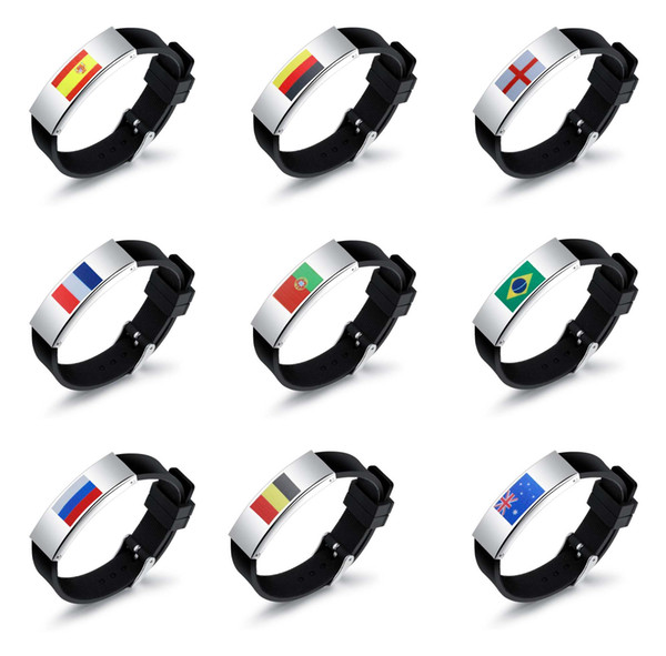 2018 Russia World Cup National Flag Logo Fans Bracelet Personality Silicone Men's Bracelet