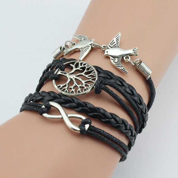 Manual Weave Bracelet Christmas Tree Silvery Bird 8 Multi Storey Bracelets Retro Hand Chain Bangle Hand Ring Wrist Strap 2mh gg