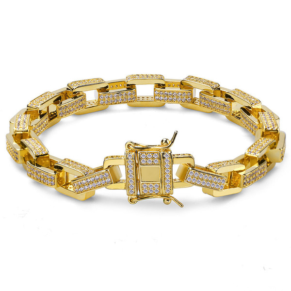 Hot style high-end men's box chain micro set jewelry buckle hip hip bracelet popular accessories