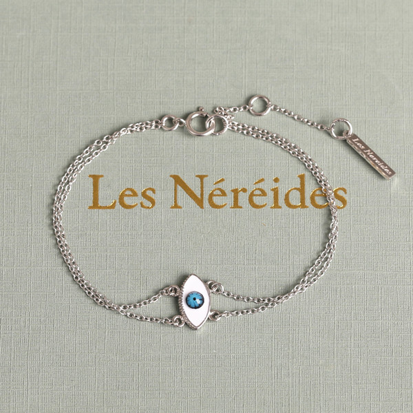 Les BSL nereides enamel colored demon eye blue eyes double-decker fine bracelet 925 silver delivery box