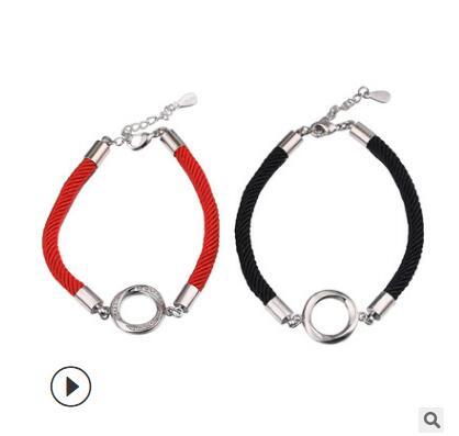 Silver jewelry S925 silver jewelry bracelet lovers bonded for life for students and the red rope lettering year of fate