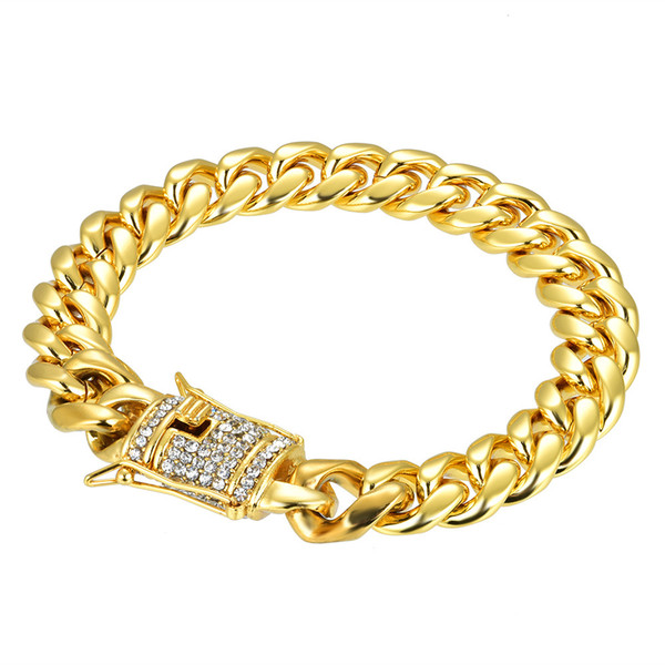 Men Women Crystal Stainless Steel Bracelet Silver Gold Brass Gorgeous Links Chain Charming Gift