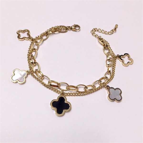 Luxury Hiphop Flower Pendant Bracelet Womens Hot Fashion Chains Bracelets Ladies Rose Silver Gold Plated Bracelets Fine Jewelry Party Gift