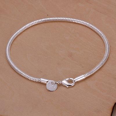 Popular Silver 3 mm Snake Bone Chain Lobster Buckle Bracelet women men party birthday wedding jewelry CHH187