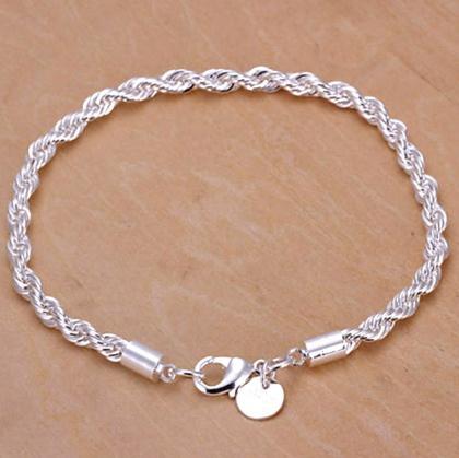 NEW Silver Plated Women Twisted Rope Solid Bangle Bracelet Chain Wristband