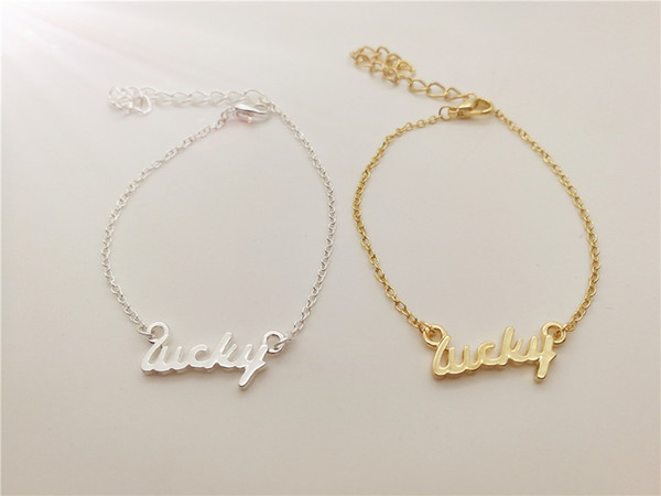 small good luck letter bracelet LUCKY English alphabet bracelet blessing lucky amulet bracelet simple conjoined letters ladies