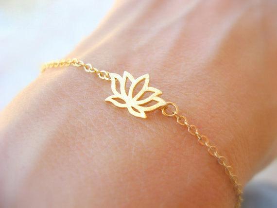 small hollow lotus flower petals charm pendant bracelet simple lotus leaf plant chain bracelet ladies fashion love lotus bracelet jewelry