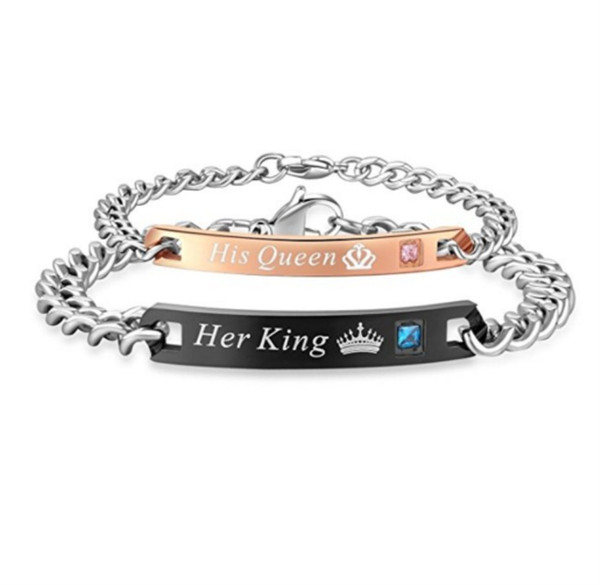 Couple bracelet black bracelet Europe and America queen king beast his beauty wild diamond jewelry wholesale free shipping