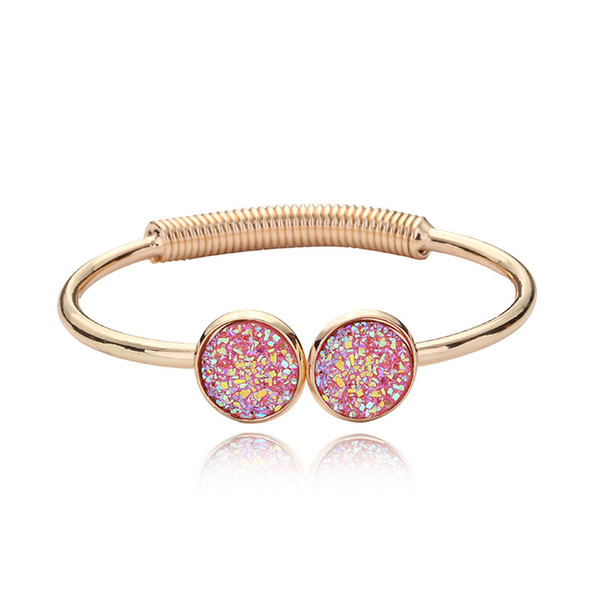 Multicolor Crystal Beads Bangles Bracelets Antique Spring Chain Crystal Bangles Bracelets For Women Friendship Pulseras Wholesale