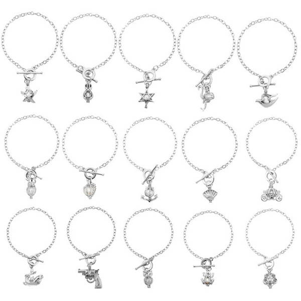 15 Styles Beads Cage Locket Pearl Bracelets Dangle Bracelets Lock In Oyster Pearl Cage Locket Pearl Jewelry For Women Wholesale