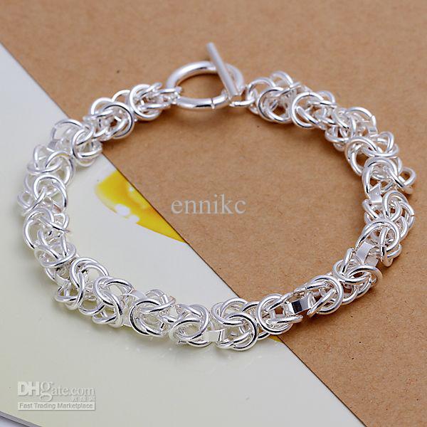 H033 Pretty Bling 925 Silver Knot Chain Bracelet , Nickle Free Antiallergic Jewelry Factory Prices