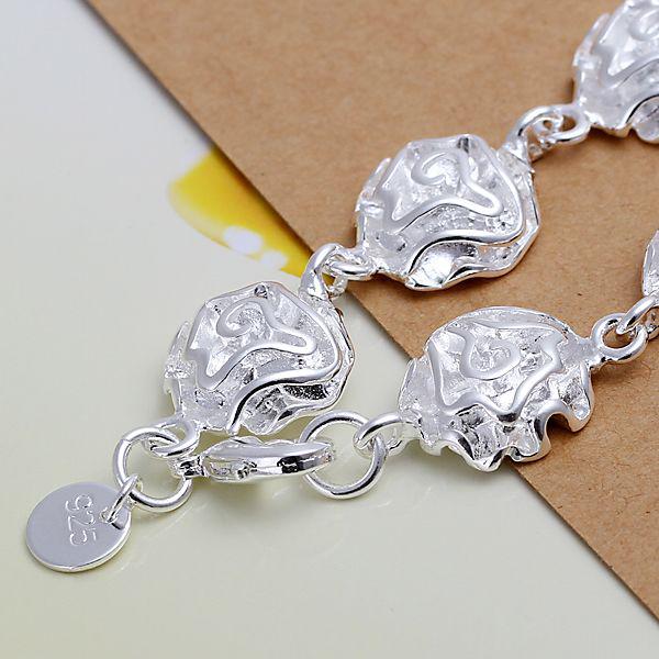 H135 925 Silver Fashion Love Rose Flower Bracelet , Nickle Free Antiallergic Jewelry Factory Prices