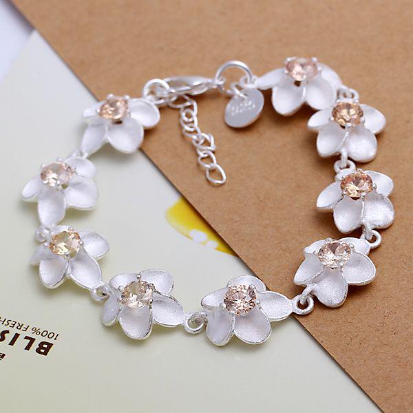 Fashion Jewelry 925 silver Bracelet ! For XMAS Gift Pretty Women's Inlay Yellow Zircon Flower Bracelet Free Shipping 5pcs/lot H095