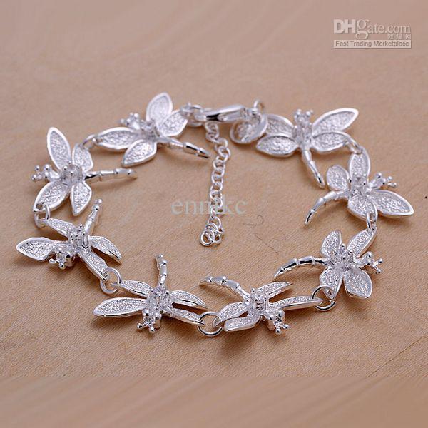 Fashion 925 silver Bracelet ! Wholesale Ladiess Eight Dragonfly Bracelet Free Shipping 6pcs/lot H121