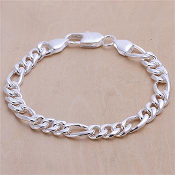 Fashion 925 silver Bracelet ! Wholesale Prices 8mm 3:1Men's Curb Bracelet Free Shipping 6pcs/lot H149