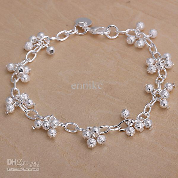 H087 925 Silver Multi Grape Beads Chain Bracelet , Nickle Free Antiallergic Jewelry Factory Prices