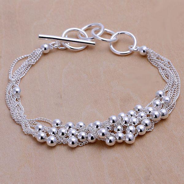 H101 New 925 Silver Six Line Beads Chain Bracelet , Nickle Free Antiallergic Jewelry Factory Prices