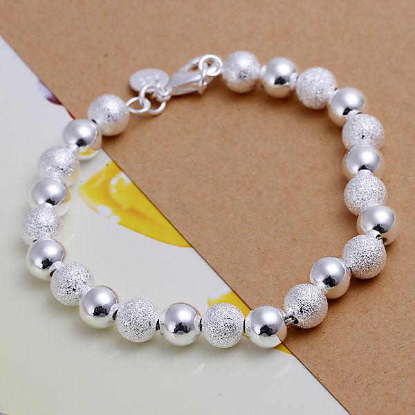 H084 925 Silver Multi Double Beads Chain Bracelet , Nickle Free Antiallergic Jewelry Factory Prices