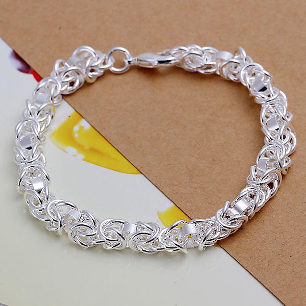 H073 Bling 925 Silver Charms Knot Chain Bracelet , Nickle Free Antiallergic Jewelry Factory Prices