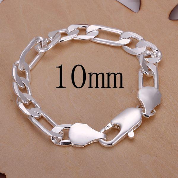 H202 925 Silver Fashion Cool Men's Curb Bracelet ,Nickle Free Antiallergic Jewelry Factory Prices