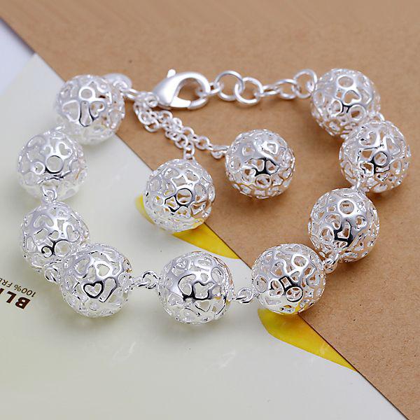 Bracelet Silver 10mm Hollow Ball Jewelry ! Fashion 925 silver Bracelet Free Shipping H088 10pcs/lot