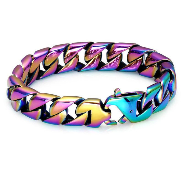 Fashion Colorful Chains Bracelets Mens Womens Luxury Link Bracelet Quality Stainless Steel Ice Out Bracelets Fine Jewelry Party Gift