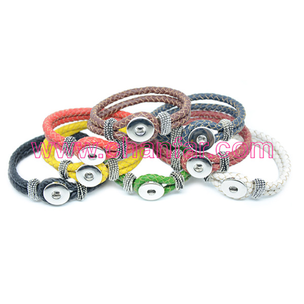 Colorful Snap Button Genuine Leather Bracelet For DIY Jewelry fit for 18mm size snap button