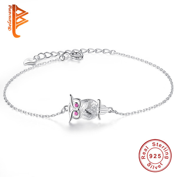 BELAWANG Night Owl Charm Bracelets 925 Sterling Silver Cubic Zircon Bracelets Women Jewelry for Valentine's Day Gift 16-19cm Free Shipping