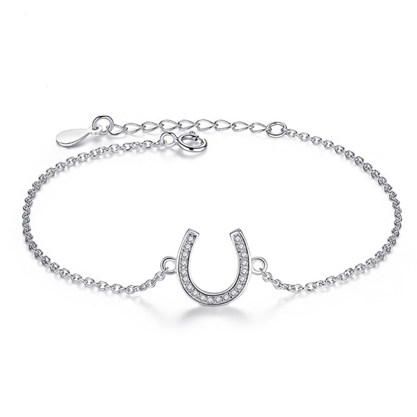 BELAWANG Latest Style 925 Sterling Silver Link Chain Bracelet CZ Crystal Alphabet U Charms Bracelets For Women Fashion Jewelry